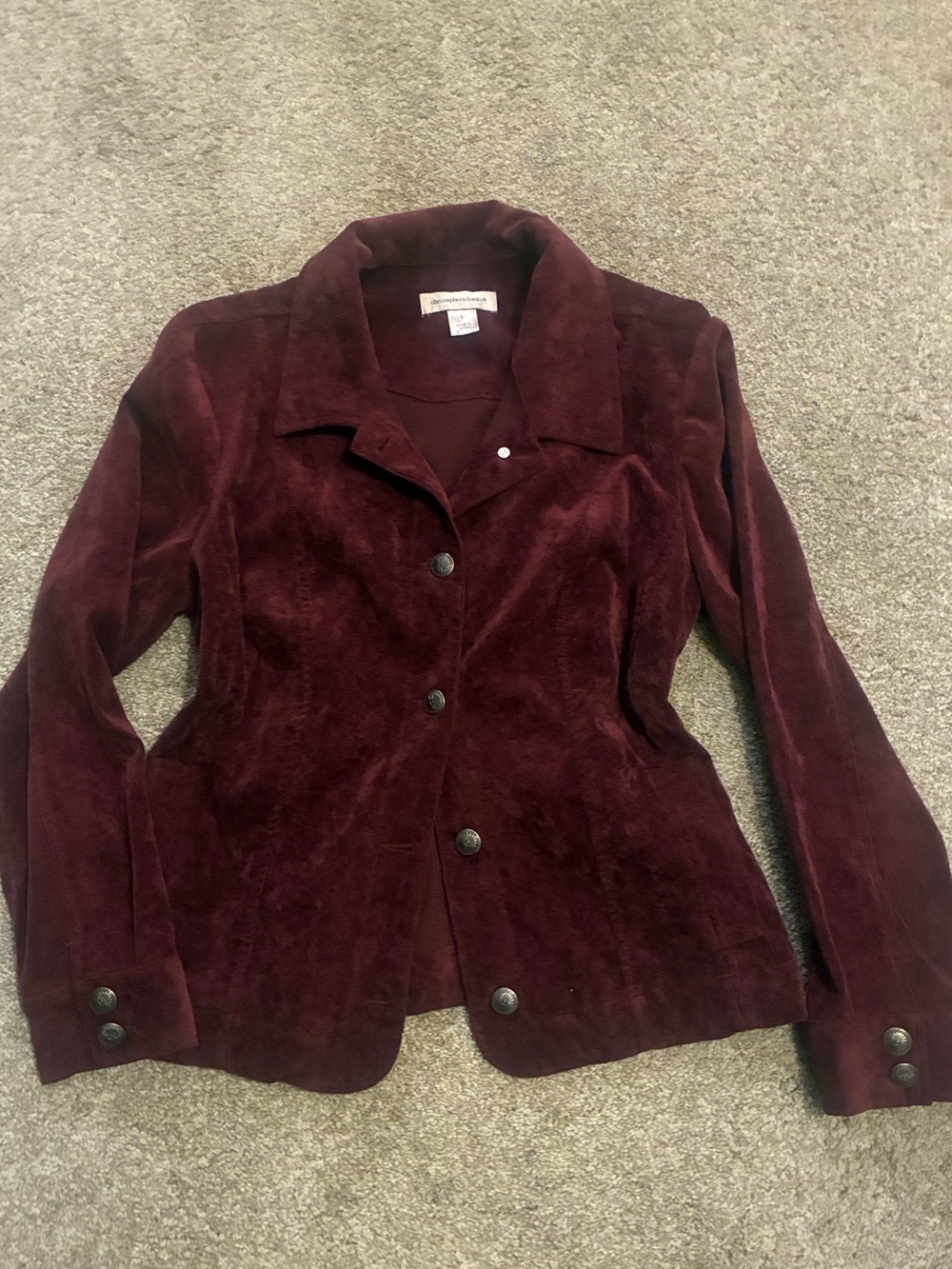 Christopher & Banks Burgundy corduroy Button-Front Jacket